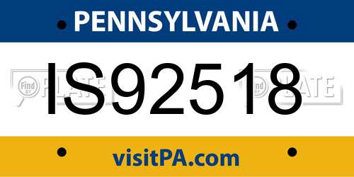 IS92518 Pennsylvania License Plate