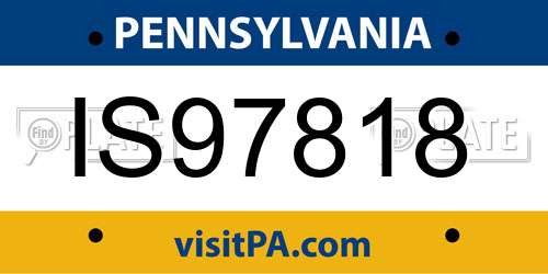 IS97818 Pennsylvania License Plate