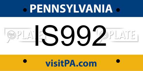 IS992 Pennsylvania License Plate