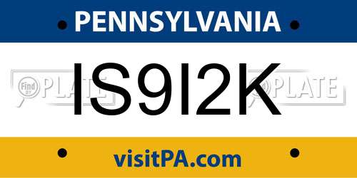 IS9I2K Pennsylvania License Plate