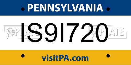 IS9I720 Pennsylvania License Plate
