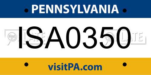 ISA0350 Pennsylvania License Plate