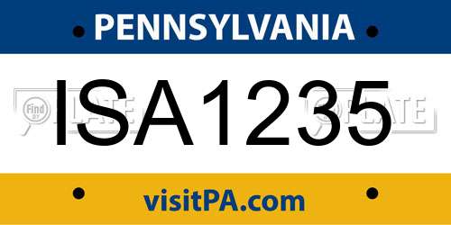 ISA1235 Pennsylvania License Plate