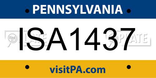 ISA1437 Pennsylvania License Plate