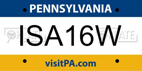 ISA16W Pennsylvania License Plate