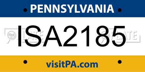 ISA2185 Pennsylvania License Plate