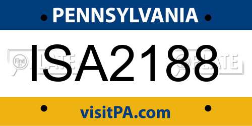 ISA2188 Pennsylvania License Plate