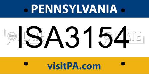 ISA3154 Pennsylvania License Plate