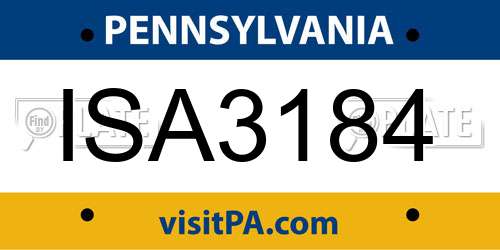 ISA3184 Pennsylvania License Plate