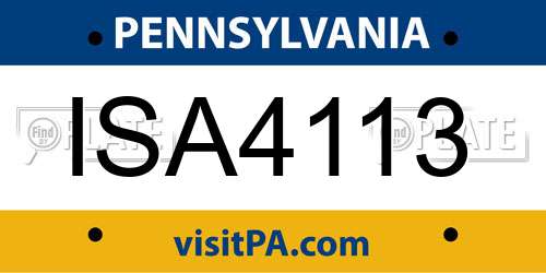 ISA4113 Pennsylvania License Plate