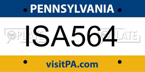 ISA564 Pennsylvania License Plate