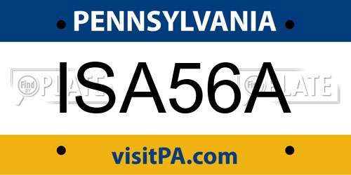 ISA56A Pennsylvania License Plate