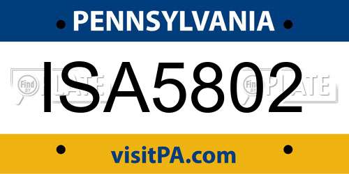 ISA5802 Pennsylvania License Plate