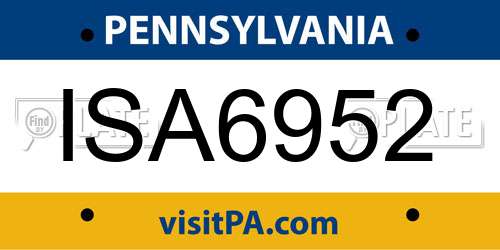 ISA6952 Pennsylvania License Plate