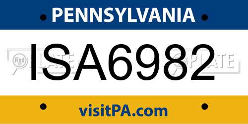 ISA6982 Pennsylvania License Plate