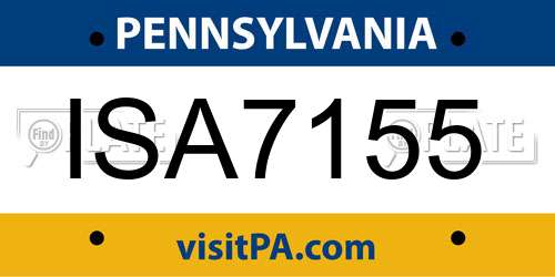 ISA7155 Pennsylvania License Plate