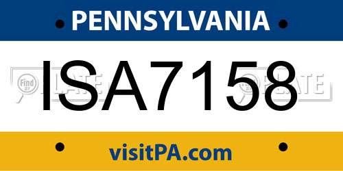 ISA7158 Pennsylvania License Plate