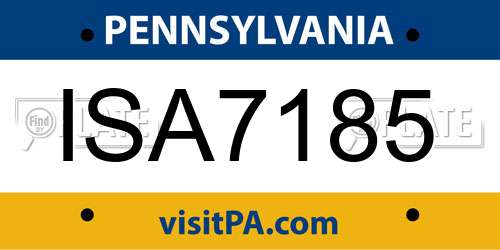 ISA7185 Pennsylvania License Plate