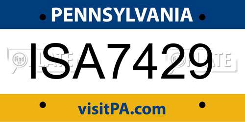 ISA7429 Pennsylvania License Plate