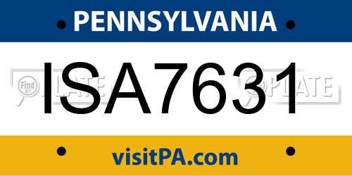ISA7631 Pennsylvania License Plate