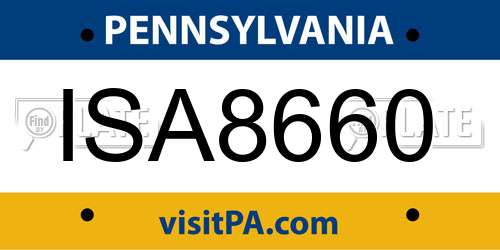 ISA8660 Pennsylvania License Plate