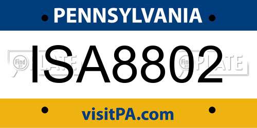 ISA8802 Pennsylvania License Plate