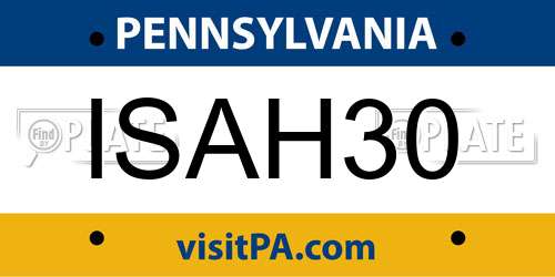 ISAH30 Pennsylvania License Plate