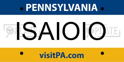 ISAIOIO Pennsylvania License Plate
