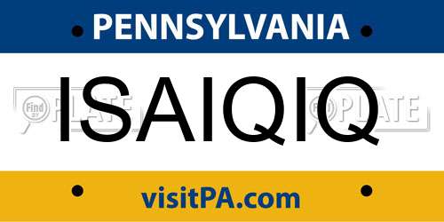 ISAIQIQ Pennsylvania License Plate