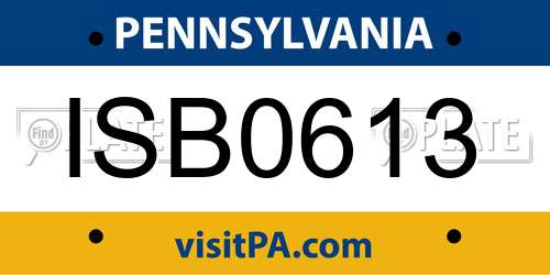 ISB0613 Pennsylvania License Plate