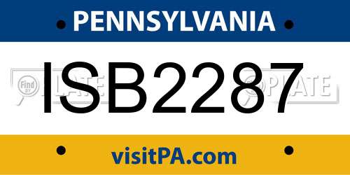 ISB2287 Pennsylvania License Plate