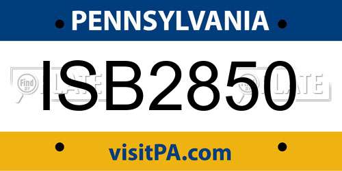 ISB2850 Pennsylvania License Plate