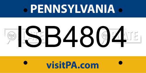 ISB4804 Pennsylvania License Plate