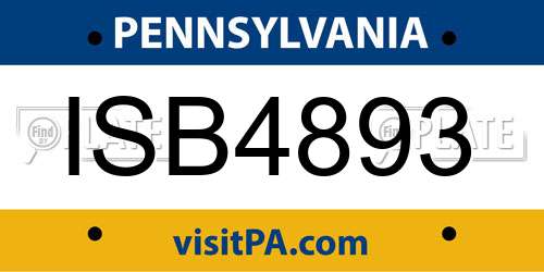ISB4893 Pennsylvania License Plate
