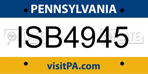 ISB4945 Pennsylvania License Plate