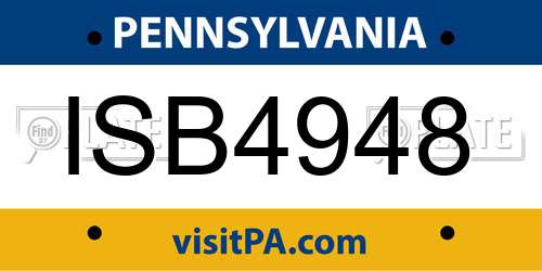 ISB4948 Pennsylvania License Plate
