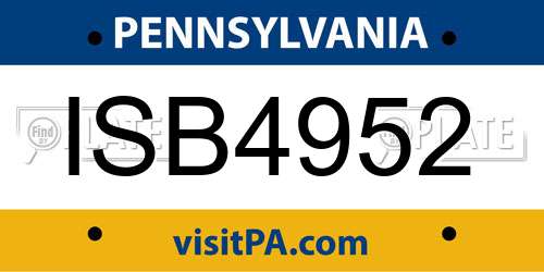 ISB4952 Pennsylvania License Plate