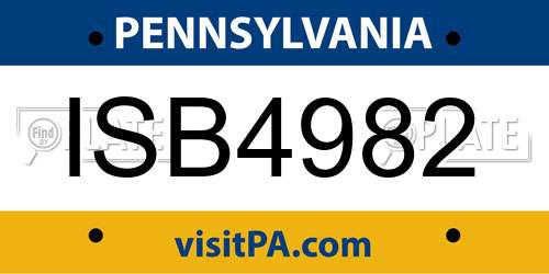 ISB4982 Pennsylvania License Plate
