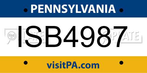 ISB4987 Pennsylvania License Plate