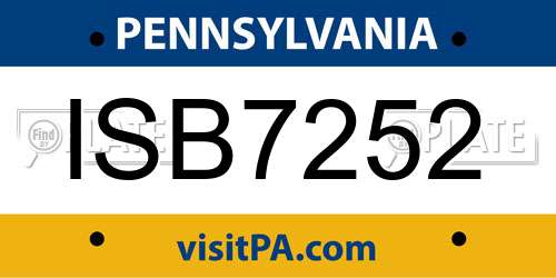 ISB7252 Pennsylvania License Plate