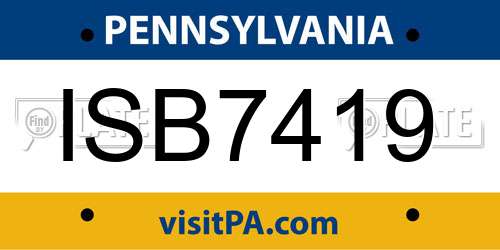 ISB7419 Pennsylvania License Plate