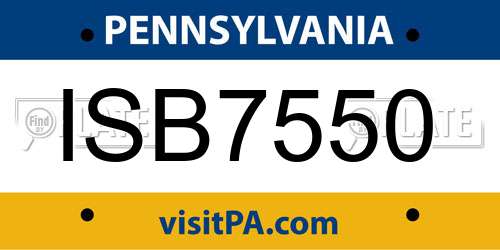 ISB7550 Pennsylvania License Plate
