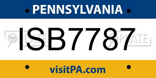ISB7787 Pennsylvania License Plate