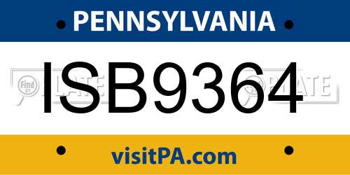 ISB9364 Pennsylvania License Plate