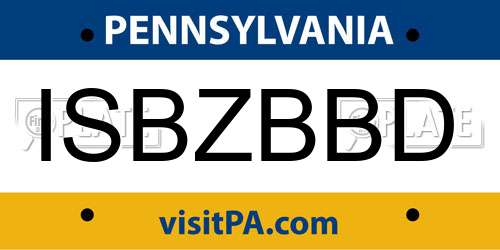 ISBZBBD Pennsylvania License Plate