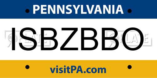 ISBZBBO Pennsylvania License Plate
