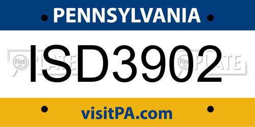 ISD3902 Pennsylvania License Plate
