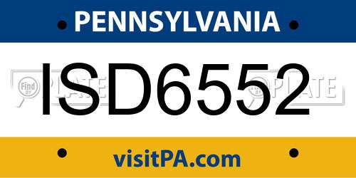 ISD6552 Pennsylvania License Plate