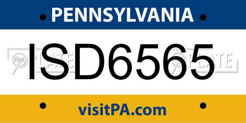 ISD6565 Pennsylvania License Plate