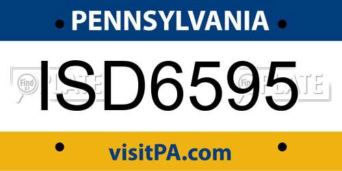 ISD6595 Pennsylvania License Plate